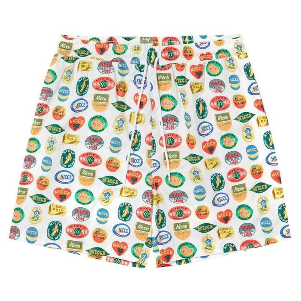 Nicce Mens Cotton Shorts / White/Green/Black
